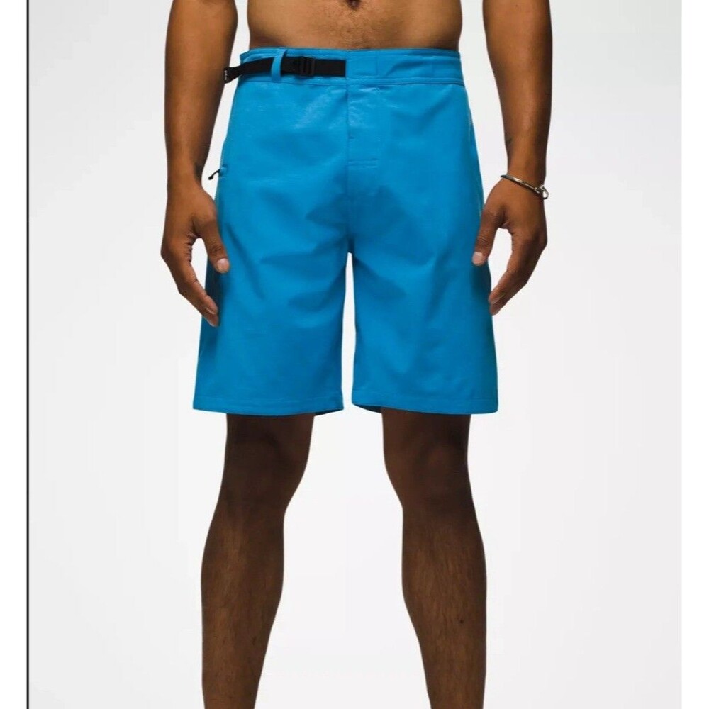 Prana Rock Shock Boardshorts Size 30 Blue Stretch Quick Dry UPF 50+ Lightweight